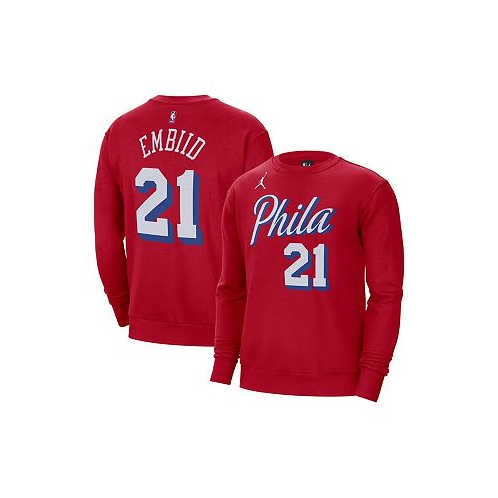 Jordan Mens Joel Embiid Red Philadelphia 76ers Statement Name and Number Pullover Sweatshirt