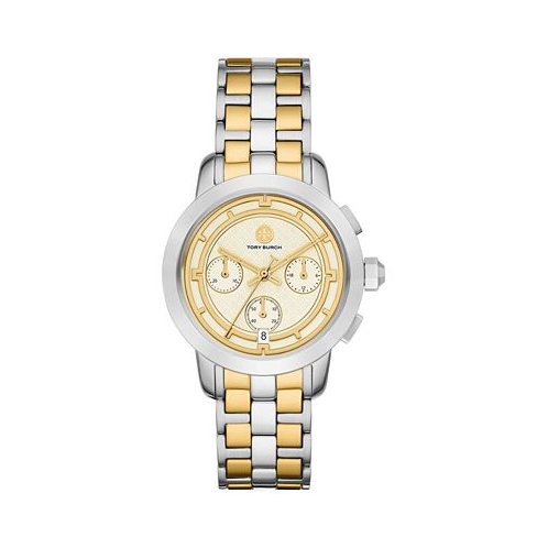 Tory Burch Womens Chronograph Two-Tone Stainless Steel Bracelet Watch 37mm