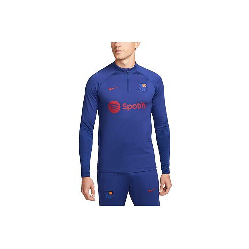 Nike Mens Blue Barcelona Strike Drill Performance Quarter-Zip Raglan Long Sleeve Top