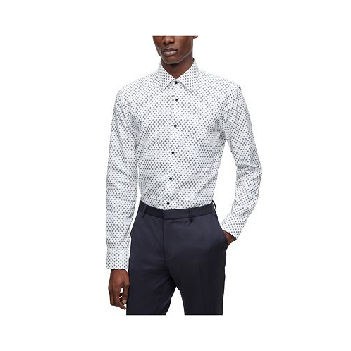 Hugo Boss Mens Printed Oxford Cotton Slim-Fit Dress Shirt