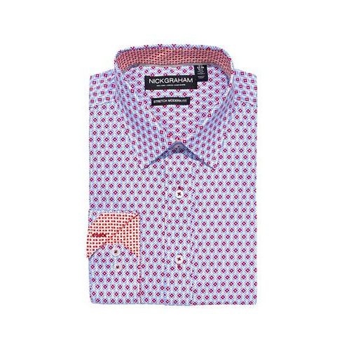 Nick Graham Mens Modern Fit Dot Diamond Dress Shirt