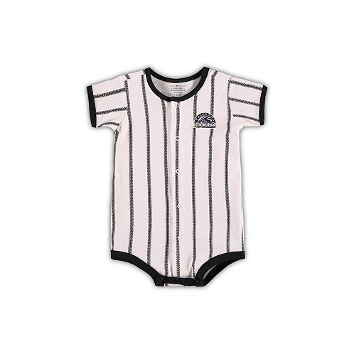 Outerstuff Infant Boys and Girls White Colorado Rockies Pinstripe Power Hitter Coverall