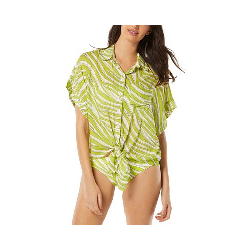 Michael Kors Womens Camo Shirt Swim Cover-Up