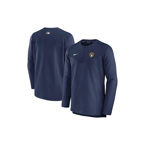 Nike Mens Navy Milwaukee Brewers Authentic Collection Game Time Performance Half-Zip Top