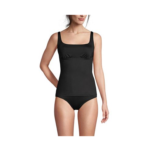 Lands End Womens D-Cup Square Neck Underwire Tankini Swimsuit Top Adjustable Straps