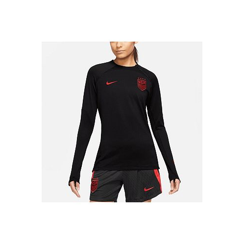 Nike Womens Black USWNT Strike Drill Performance Raglan Quarter-Zip Long Sleeve Top