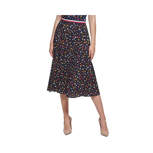 Tommy Hilfiger Womens Floral-Print Pleated Midi Dress