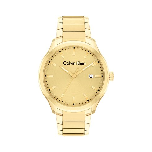 Calvin Klein Mens 3H Quartz Gold-Tone Stainless Steel Bracelet Watch 43mm