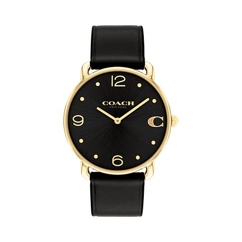 COACH Unisex Elliot Black Leather Strap Watch 36mm