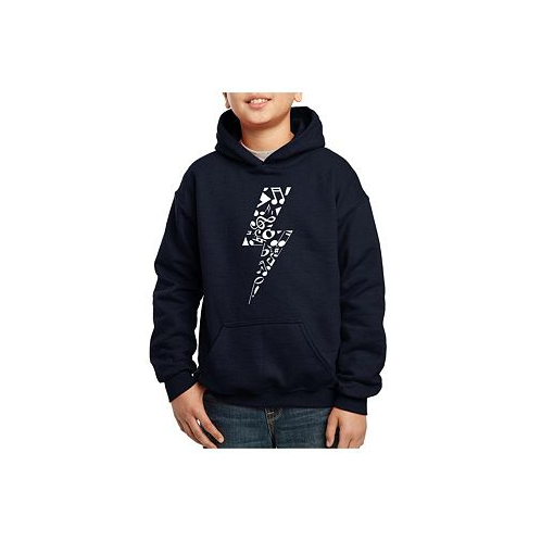 LA Pop Art Big Boys Word Art Hooded Sweatshirt - Lightning Bolt