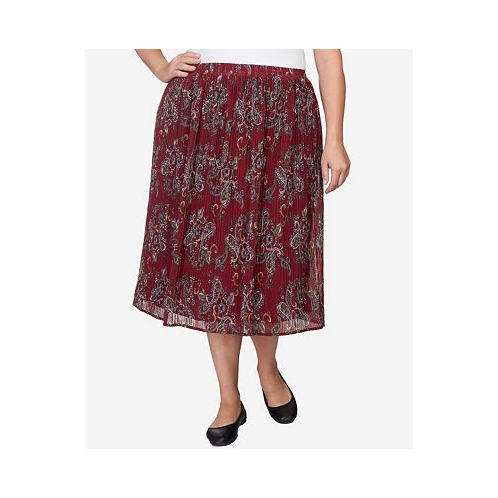 Alfred Dunner Plus Size Mulberry Street Casual Midi Paisley Skirt