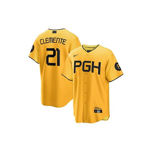Nike Mens Roberto Clemente Gold Pittsburgh Pirates 2023 City Connect Replica Player Jersey