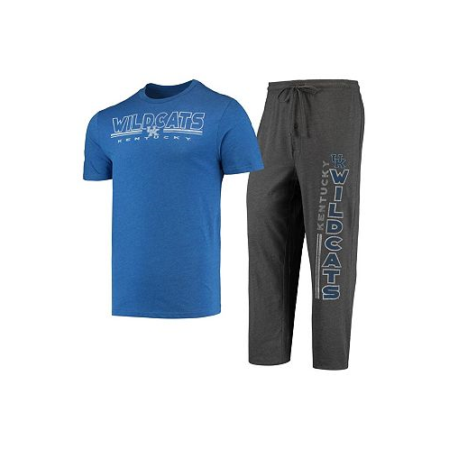 Concepts Sport Mens Heathered Charcoal Royal Kentucky Wildcats Meter T-shirt and Pants Sleep Set