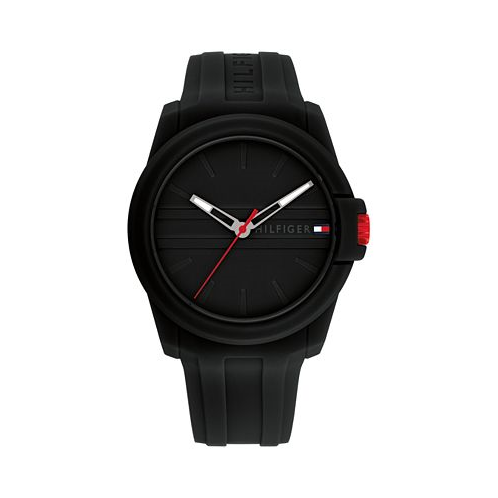 Tommy Hilfiger Mens Quartz Black Silicone Watch 44mm