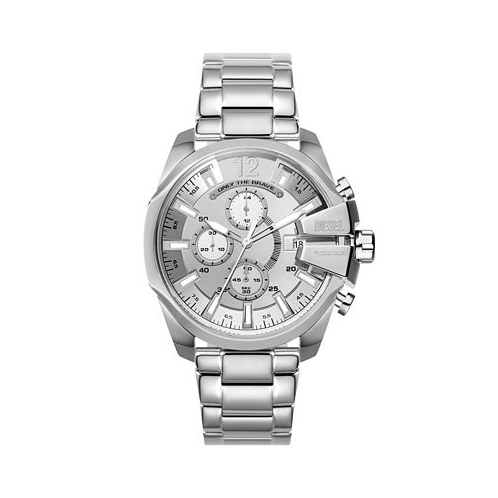 Diesel Mens Baby Chief Chronograph Silver-Tone Stainless Steel Watch 43mm