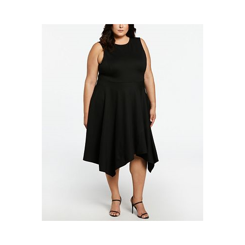 ELLA Rafaella Plus Size Draped Skirt Sleeveless Ponte Dress