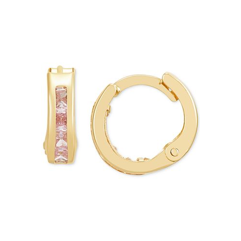Macys Childrens Cubic Zirconia Extra Small Huggie Hoop Earrings in 14k Gold 10mm