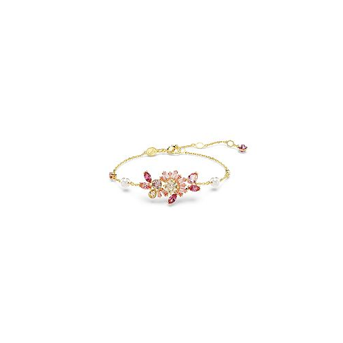 Swarovski Mixed Cuts Flower Pink Gold-Tone Gema Bracelet