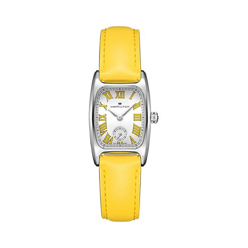 Hamilton Womens Swiss American Classic Small Second Yellow Leather Strap Watch 24x27mm