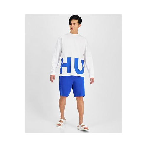 Hugo Boss Mens Oversized-Fit Logo Graphic Long-Sleeve T-Shirt