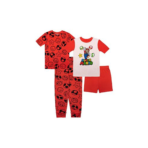 Nintendo Big Boys Mario Cotton 4 Piece Pajama Set
