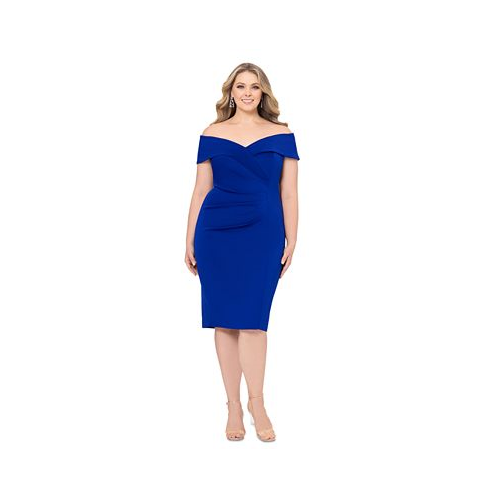 XSCAPE Plus Size Sweetheart-Neck Dress