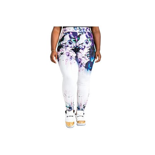 Poetic Justice Womens Plus Size Curvy Fit Active Floral Print Poly Tricot Legging