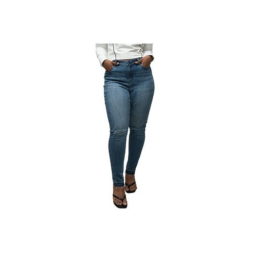 Poetic Justice Womens Plus size Curvy Fit High Rise Release Hem Cropped Ankle Jeans
