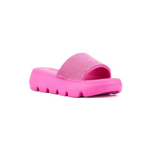 Olivia Miller Womens Glitter Gaze Slide Sandal