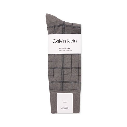 Calvin Klein Mens Crew Length Microfiber Dress Socks Assorted Patterns Pack of 4