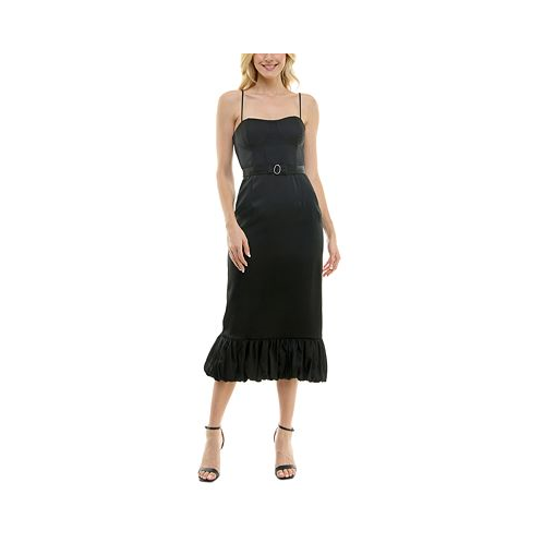 Taylor Womens Sleeveless Satin Belted Gown