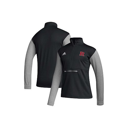 Adidas Mens Black Rutgers Scarlet Knights Sideline AEROREADY Half-Zip Top