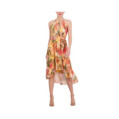 Vince Camuto Womens Floral-Print Halter Midi Dress