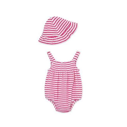 Little Me Baby Girls Striped Bubble with Hat