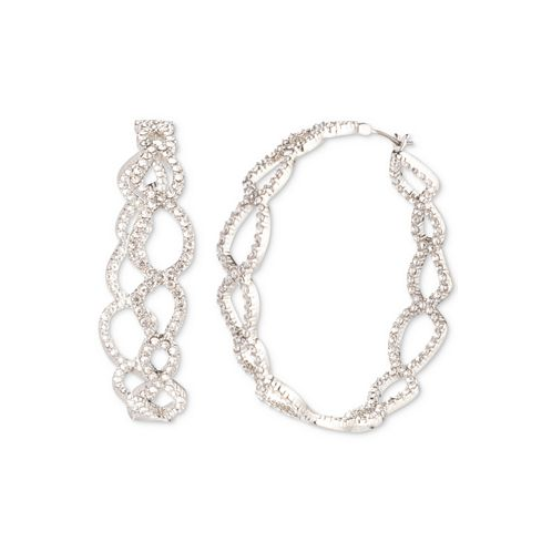 Givenchy Silver-Tone Crystal Open Hoop Earrings 1-3/4