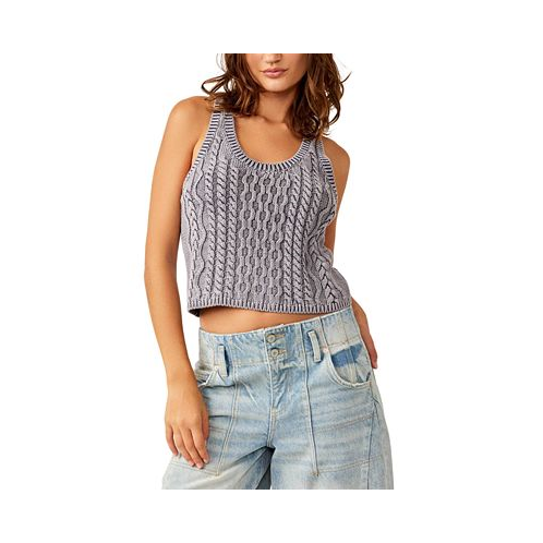 Free People Womens High Tide Cable-Knit Tank Top
