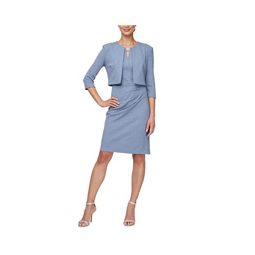SL Fashions Petite Glitter 3/4-Sleeve Jacket & Dress