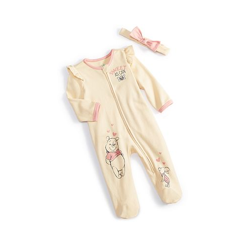 Disney Baby Winnie-the-Pooh Footed Coverall & Headband 2 Piece Set
