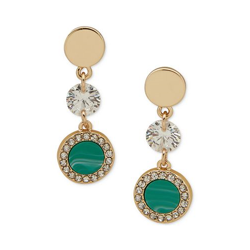 DKNY Gold-Tone Cubic Zirconia & Pave Color Inlay Double Drop Earrings