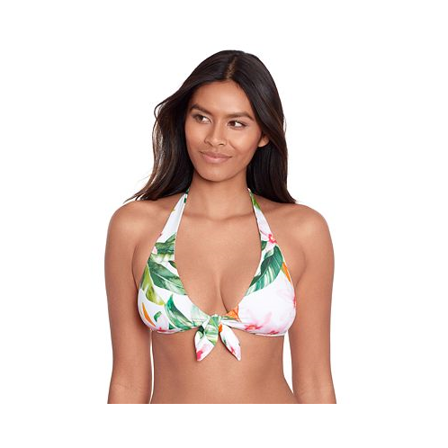 POLO Ralph Lauren Womens Tropical-Print Tie-Front Bikini Top