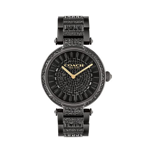 COACH Womens Cary Black Stainless Steel Crystal Watch 34mm