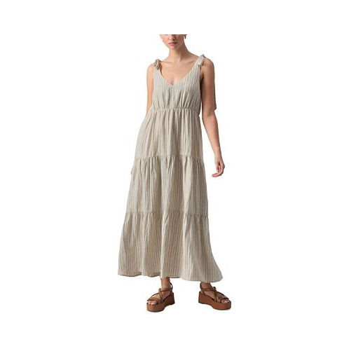 Sanctuary Womens Move Your Body Striped Linen-Blend Maxi Dress