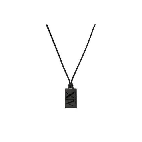 Armani Exchange Mens Black Stainless Steel Dog Tag Necklace AXG0086001