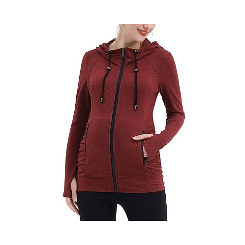 Kimi + kai Maternity Essential Ruched Hooded Active Jacket