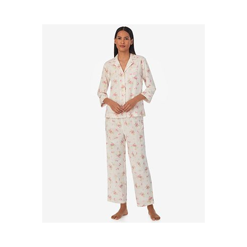 POLO Ralph Lauren Womens 2-Pc. 3/4-Sleeve Printed Pajamas Set