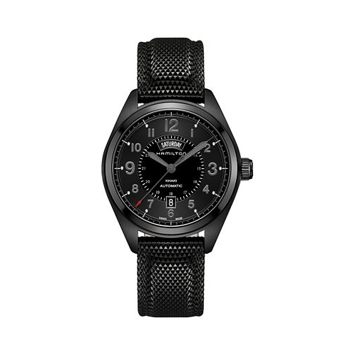 Hamilton Mens Swiss Automatic Khaki Field Black Rubber Strap Watch 42mm H70695735