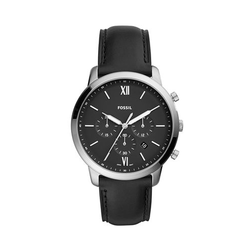 Fossil Mens Neutra Chronograph Black Leather Strap Watch 44mm