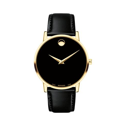 Movado Mens Swiss Museum Classic Black Leather Strap Watch 40mm