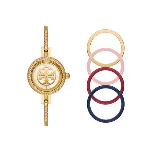 Tory Burch Womens Reva Gold-Tone Stainless Steel Bangle Bracelet Watch 27mm Gift Set