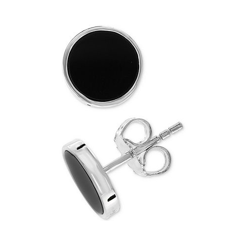 EFFY Collection EFFY Mens Onyx (8mm) Stud Earrings in Sterling Silver